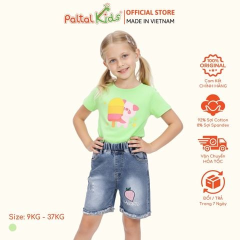 Áo Thun Cotton Mỹ Hình In Heo Hồng Với Cây Kem Bé Gái Cao Cấp  - 020 1363