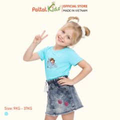 Áo Thun Cotton Mỹ Hình In Cô Gái & Cá Voi Bé Gái Cao Cấp - 020 1364