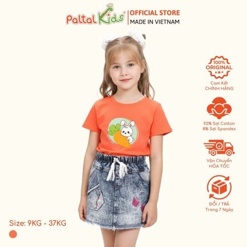 Áo Thun Cotton Mỹ Hình In Thỏ & Cà Rốt Bé Gái Cao Cấp - 020 1367