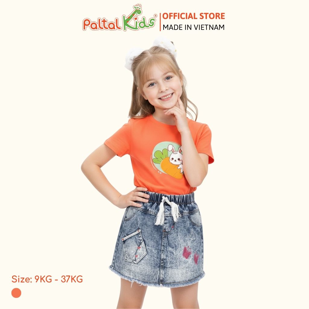 Áo Thun Cotton Mỹ Hình In Thỏ & Cà Rốt Bé Gái Cao Cấp - 020 1367