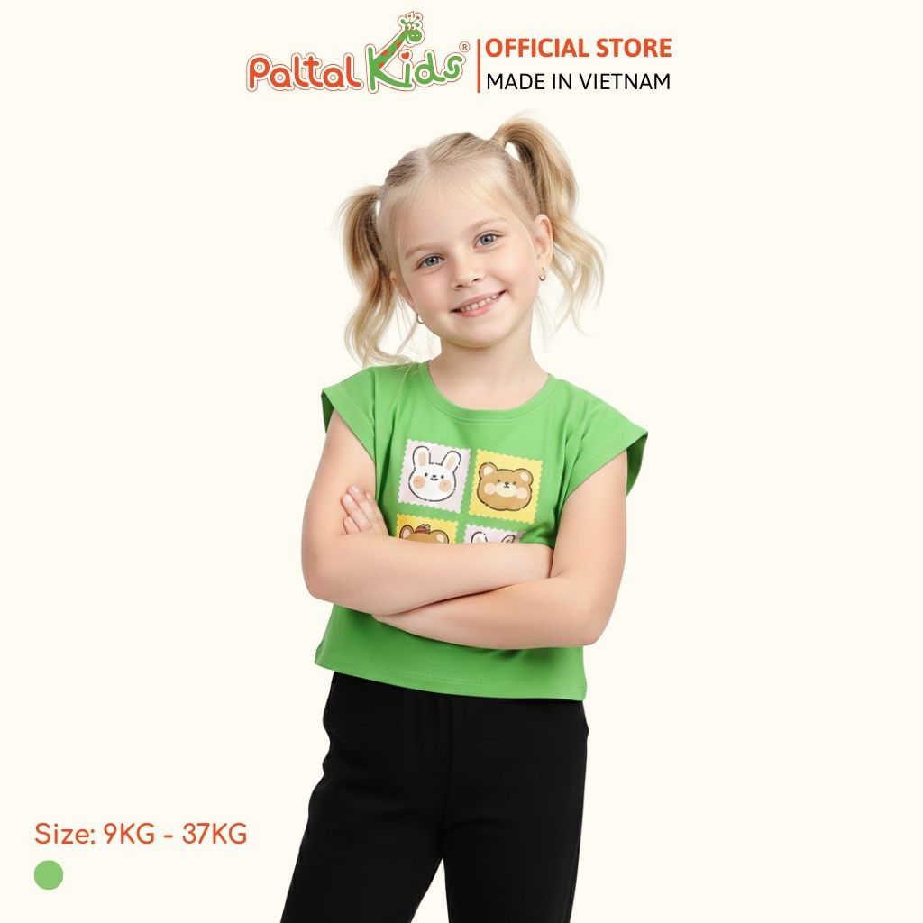 Áo Croptop Cotton Mỹ Hình In Động Vật Bé Gái Cao Cấp - 020 1370