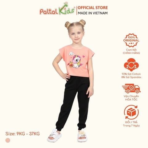 Áo Croptop Cotton Mỹ Hình In Kỳ Lân Cầu Vòng Bé Gái Cao Cấp - 020 1372
