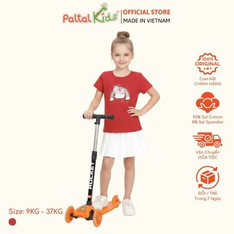 Áo Thun Cotton Mỹ Hình In Kỳ Lân Cầu Vòng Bé Gái Cao Cấp - 020 1384