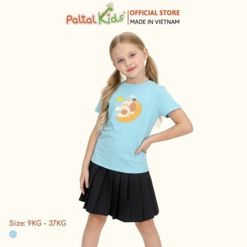 Áo Thun Cotton Mỹ Hình In Mèo Bé Gái Cao Cấp - 020 1386