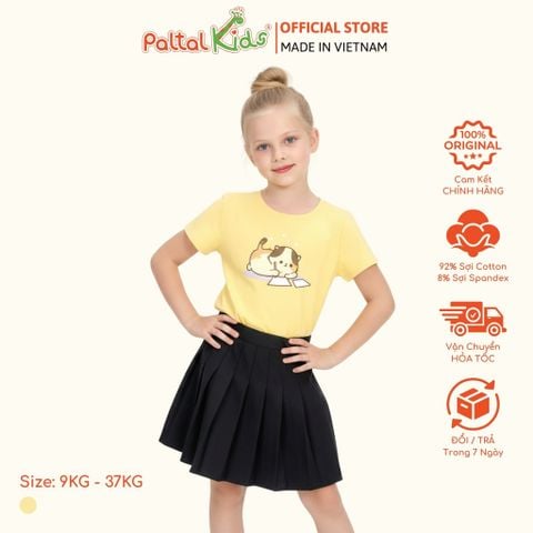 Áo Thun Cotton Mỹ Hình In Mèo Bé Gái Cao Cấp - 020 1387