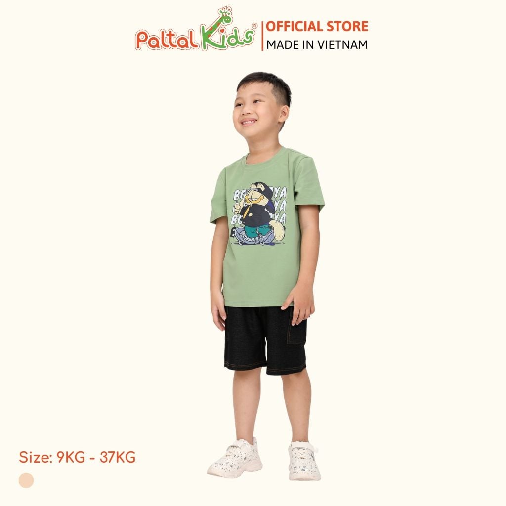 Áo Thun Hình In Mèo Ngầu Cotton Mỹ Bé Trai Cao Cấp - 020 1393