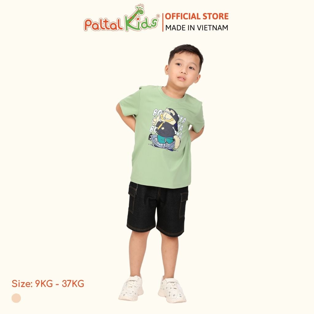 Áo Thun Hình In Mèo Ngầu Cotton Mỹ Bé Trai Cao Cấp - 020 1393
