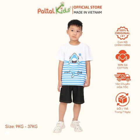Áo Thun Hình In Cá Mập Cotton Mỹ Bé Trai Cao Cấp - 020 1396