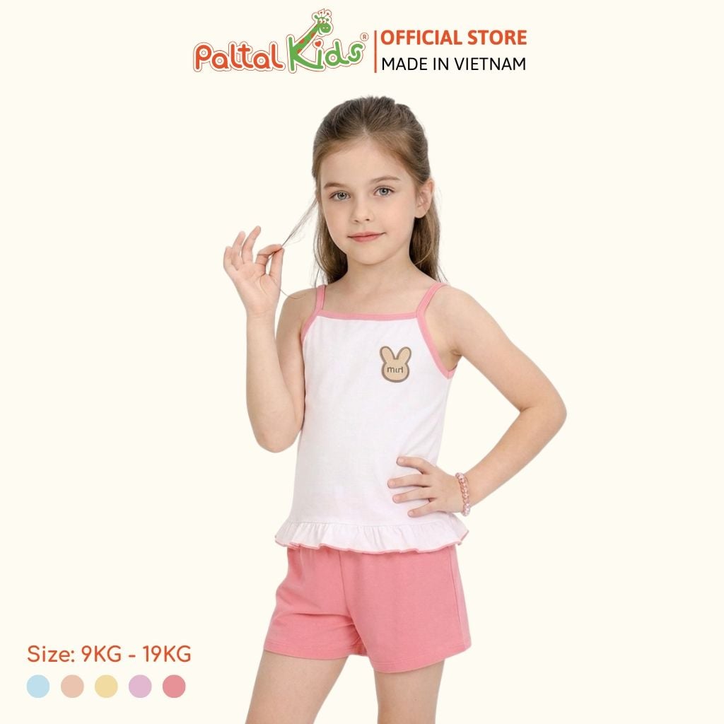 Đồ Bộ Đùi 2 Dây Lai Vạt Bèo Cotton Modal Bé Gái Cao Cấp - 205 7025