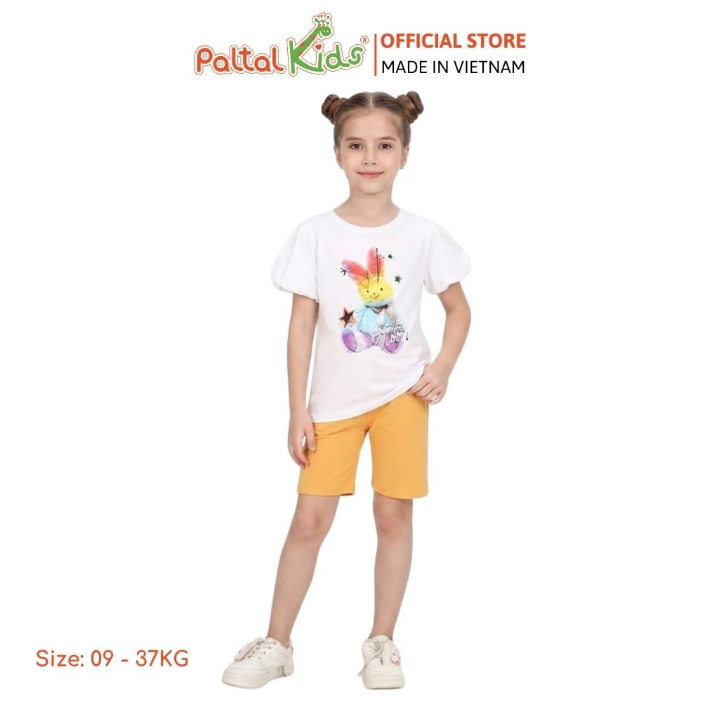 Đồ Bộ Lửng Cotton Mỹ Hình In Thỏ Cầu Vòng Bé Gái Cao Cấp - 024 7033
