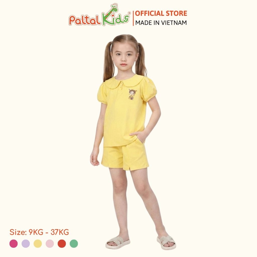 Đồ Bộ Đùi Tay Phồng Cotton Mỹ Hình In Cô Gái Xinh Xắn Bé Gái Cao Cấp - 025 2136
