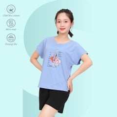 Set đồ bộ nữ kiểu quần đùi tay ngắn chất cotton siêu mát 195p 5228