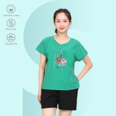 Set đồ bộ nữ kiểu quần đùi tay ngắn chất cotton siêu mát 195p 5228