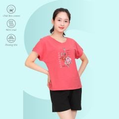 Set đồ bộ nữ kiểu quần đùi tay ngắn chất cotton siêu mát 195p 5228