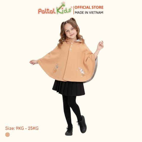 Áo Choàng Cánh Dơi Cotton Melan Bé Gái Cao Cấp - 191 4007