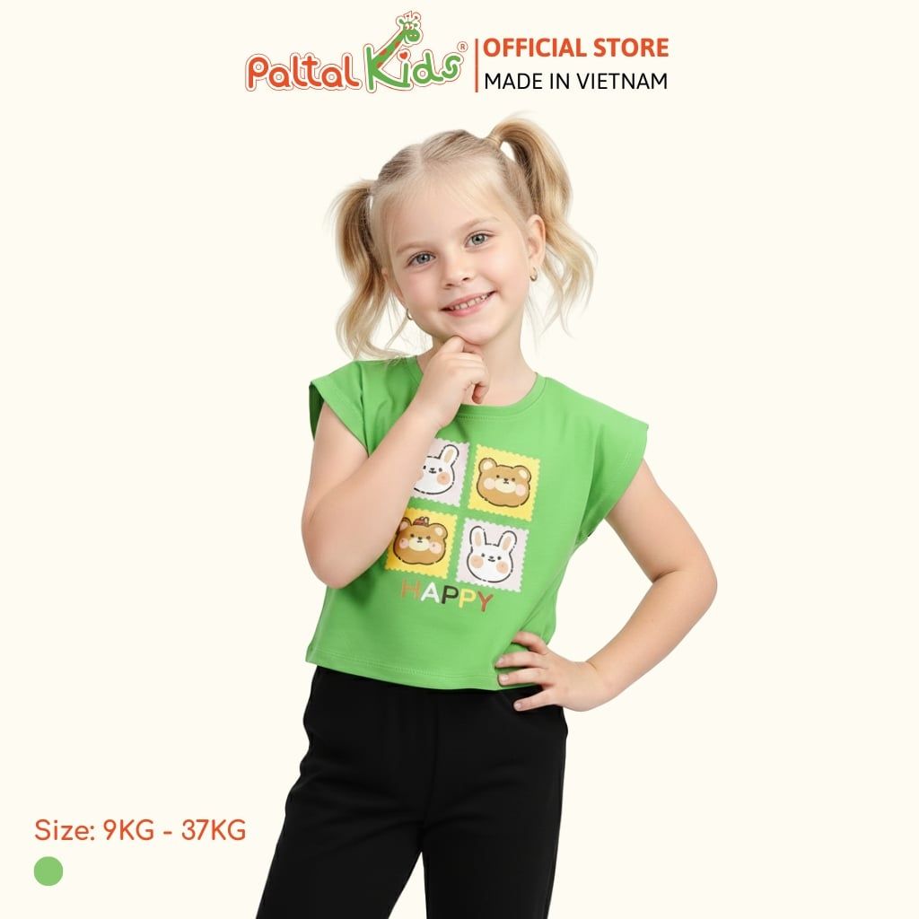 Áo Croptop Cotton Mỹ Hình In Động Vật Bé Gái Cao Cấp - 020 1370