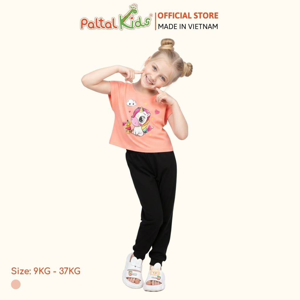 Áo Croptop Cotton Mỹ Hình In Kỳ Lân Cầu Vòng Bé Gái Cao Cấp - 020 1372