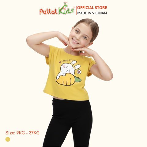 Áo Croptop Cotton Mỹ Hình In Thỏ & Cà Rốt Bé Gái Cao Cấp - 020 1373