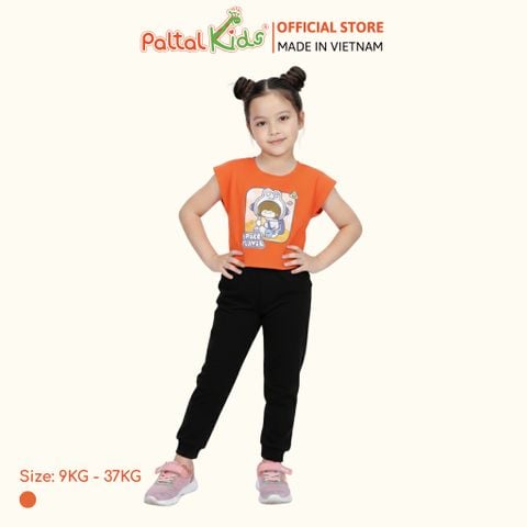 Áo Croptop Cotton Mỹ Hình In Bé Gái Phi Hành Gia Bé Gái Cao Cấp - 020 1368
