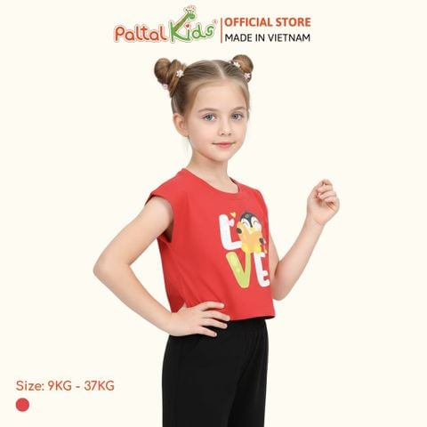 Áo Croptop Cotton Mỹ Hình In Cánh Cụt LOVE Bé Gái Cao Cấp - 020 1369