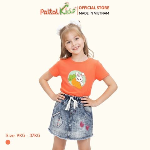 Áo Thun Cotton Mỹ Hình In Thỏ & Cà Rốt Bé Gái Cao Cấp - 020 1367