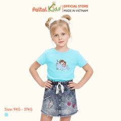 Áo Thun Cotton Mỹ Hình In Cô Gái & Cá Voi Bé Gái Cao Cấp - 020 1364