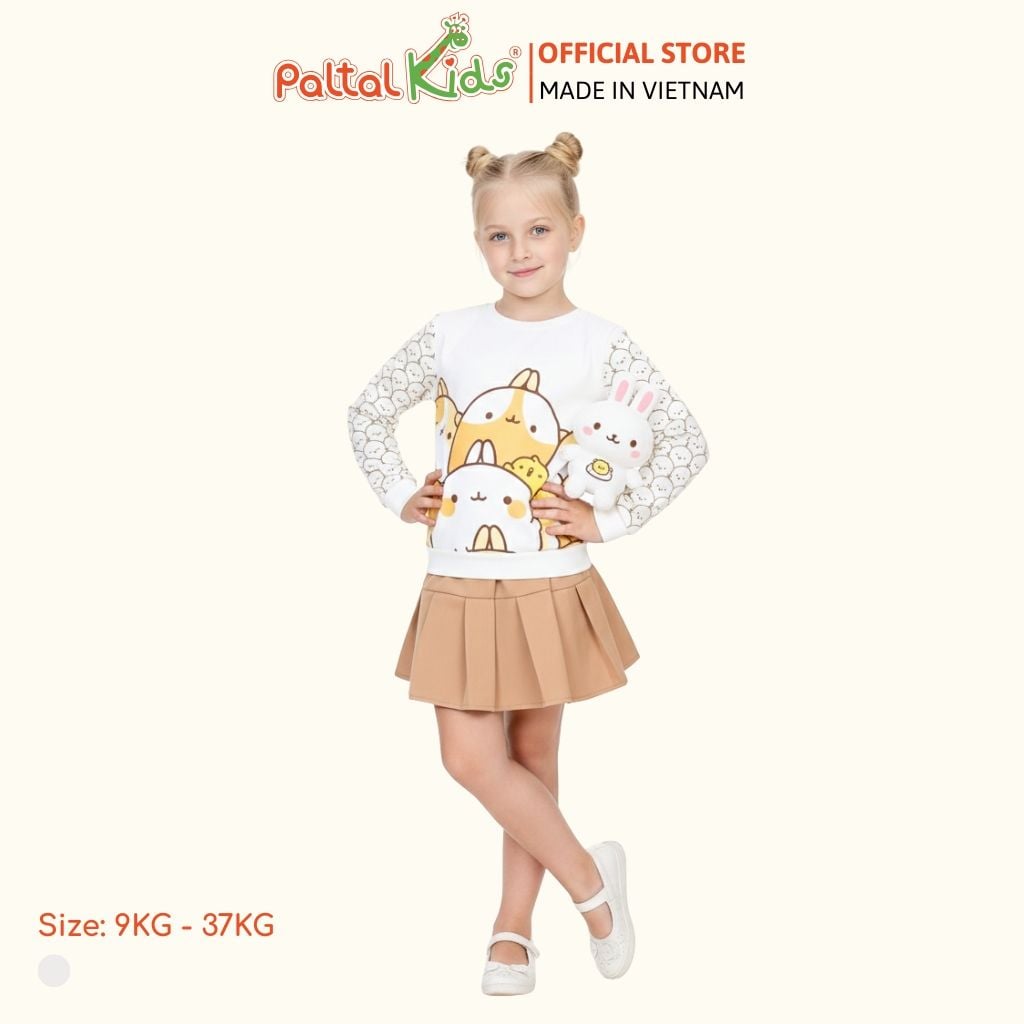 Áo tay dài chất Borip chất cotton siêu mát Cho Bé Gái 220p 1383