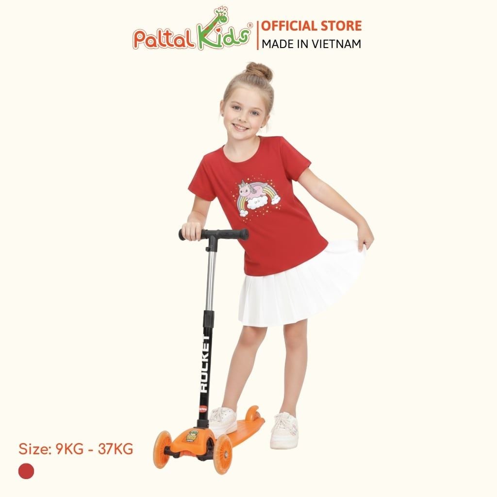 Áo Thun Cotton Mỹ Hình In Kỳ Lân Cầu Vòng Bé Gái Cao Cấp - 020 1384