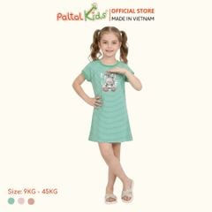 Đầm Dáng A Cánh Dơi Hình In Thỏ Xám Cotton Mỹ Bé Gái Cao Cấp - 02C 8024