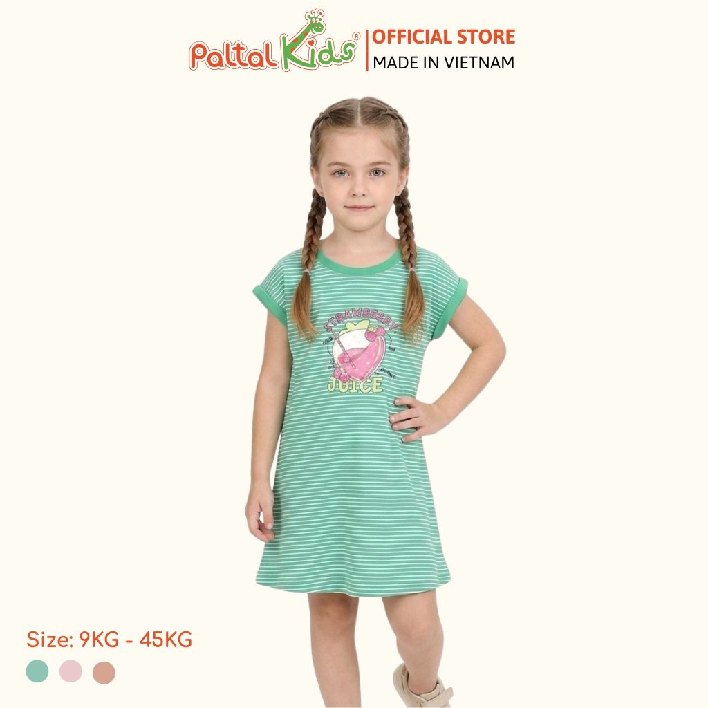 Đầm Dáng A Cánh Dơi Cotton Mỹ Hình In Mùa Hè Bé Gái Cao Cấp - 02C 8025