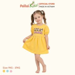 Đầm Babydoll Tay Phồng Cotton Mỹ Hình In Gấu Panda Bé Gái Cao Cấp - 02C 8034