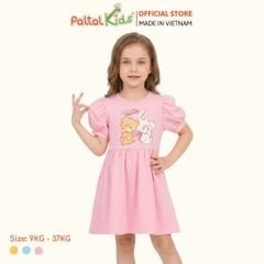 Đầm Babydoll Tay Phồng Cotton Mỹ Hình In Gấu Panda Bé Gái Cao Cấp - 02C 8035