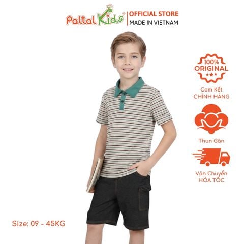 Áo Thun Polo Cotton Sọc Gân Bé Trai Cao Cấp - 020 1420