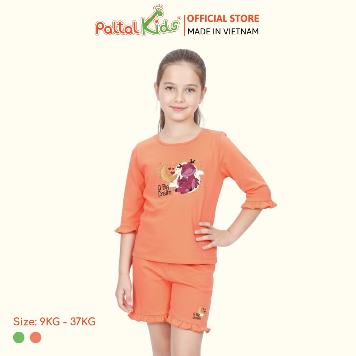BST Mùa Thu - Bộ Đùi Tay Lỡ Cotton Mỹ Bé Gái Cao Cấp - 025 2073