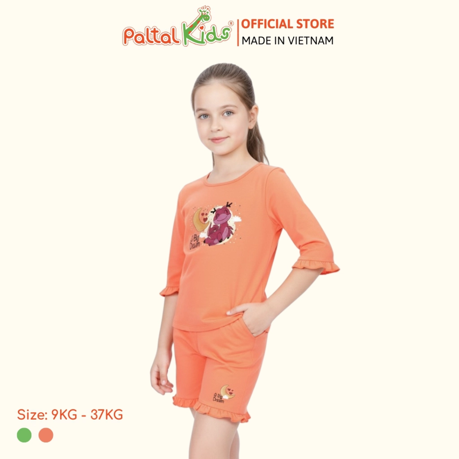 BST Mùa Thu - Bộ Đùi Tay Lỡ Cotton Mỹ Bé Gái Cao Cấp - 025 2073