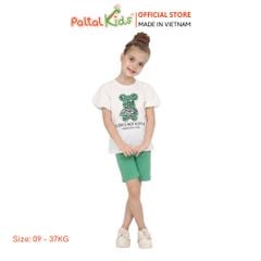 Đồ Bộ Lửng Cotton Mỹ Hình In Bear Brick Bé Gái Cao Cấp - 024 7026