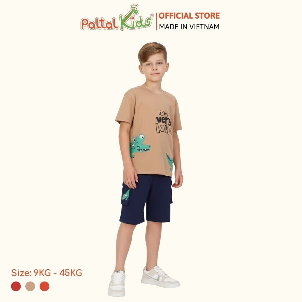 Đồ Bộ Đùi Túi Hộp Hình In Nhiệt Cá Sấu Cotton Mỹ Bé Trai Cao Cấp - 025 2121