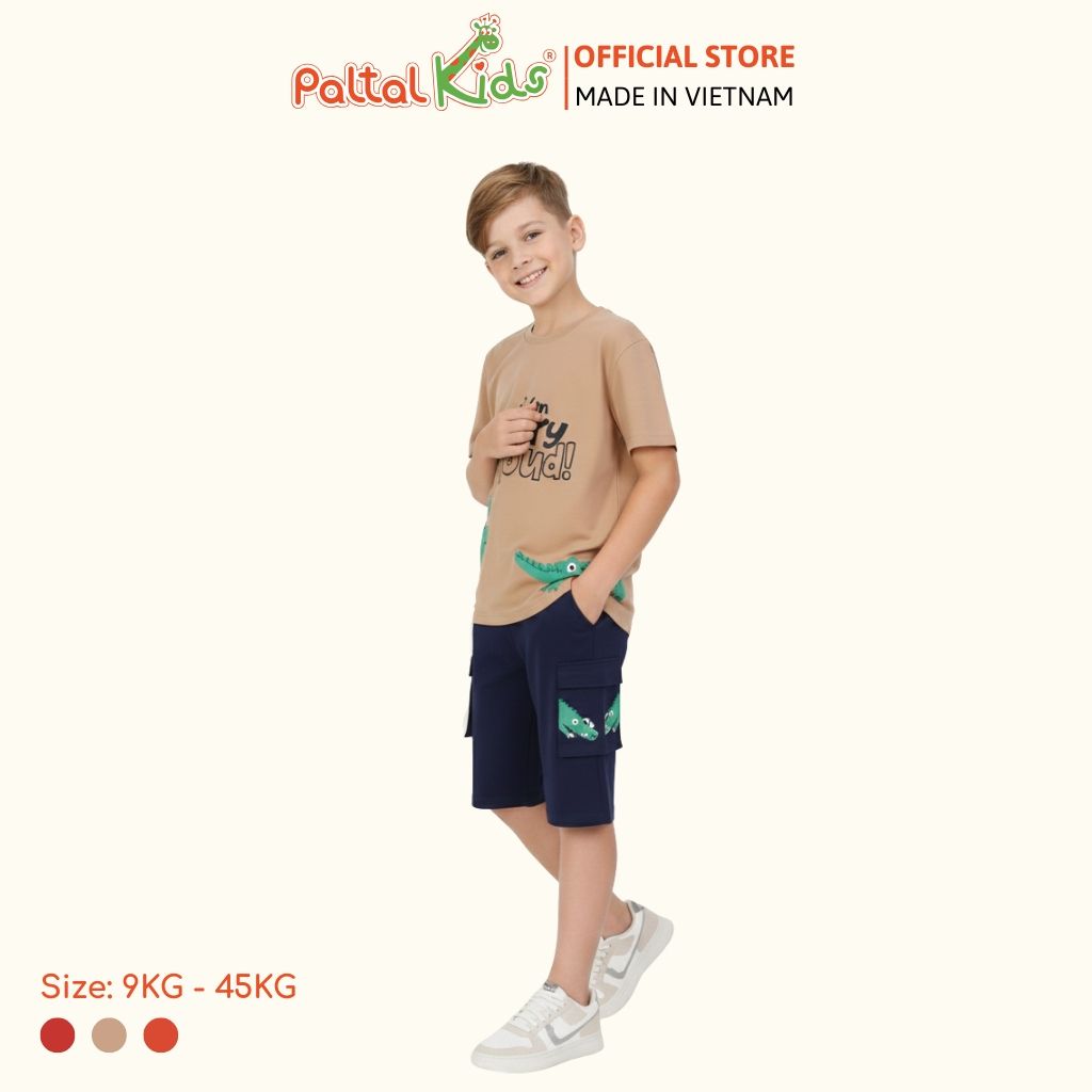 Đồ Bộ Đùi Túi Hộp Hình In Nhiệt Cá Sấu Cotton Mỹ Bé Trai Cao Cấp - 025 2121