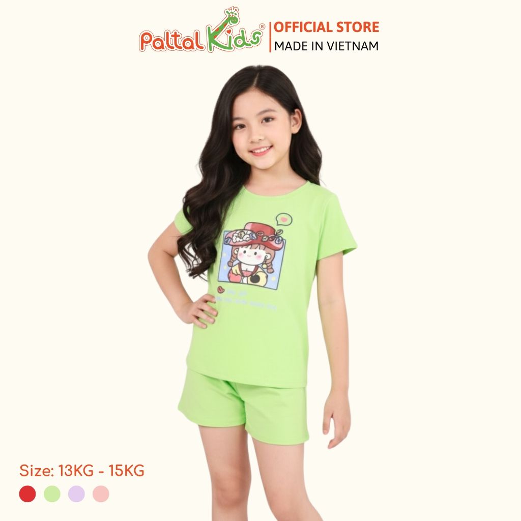 Đồ Bộ Đùi Cơ Bản Cotton Mỹ Bé Gái Cao Cấp - 025 2146 - Size 12
