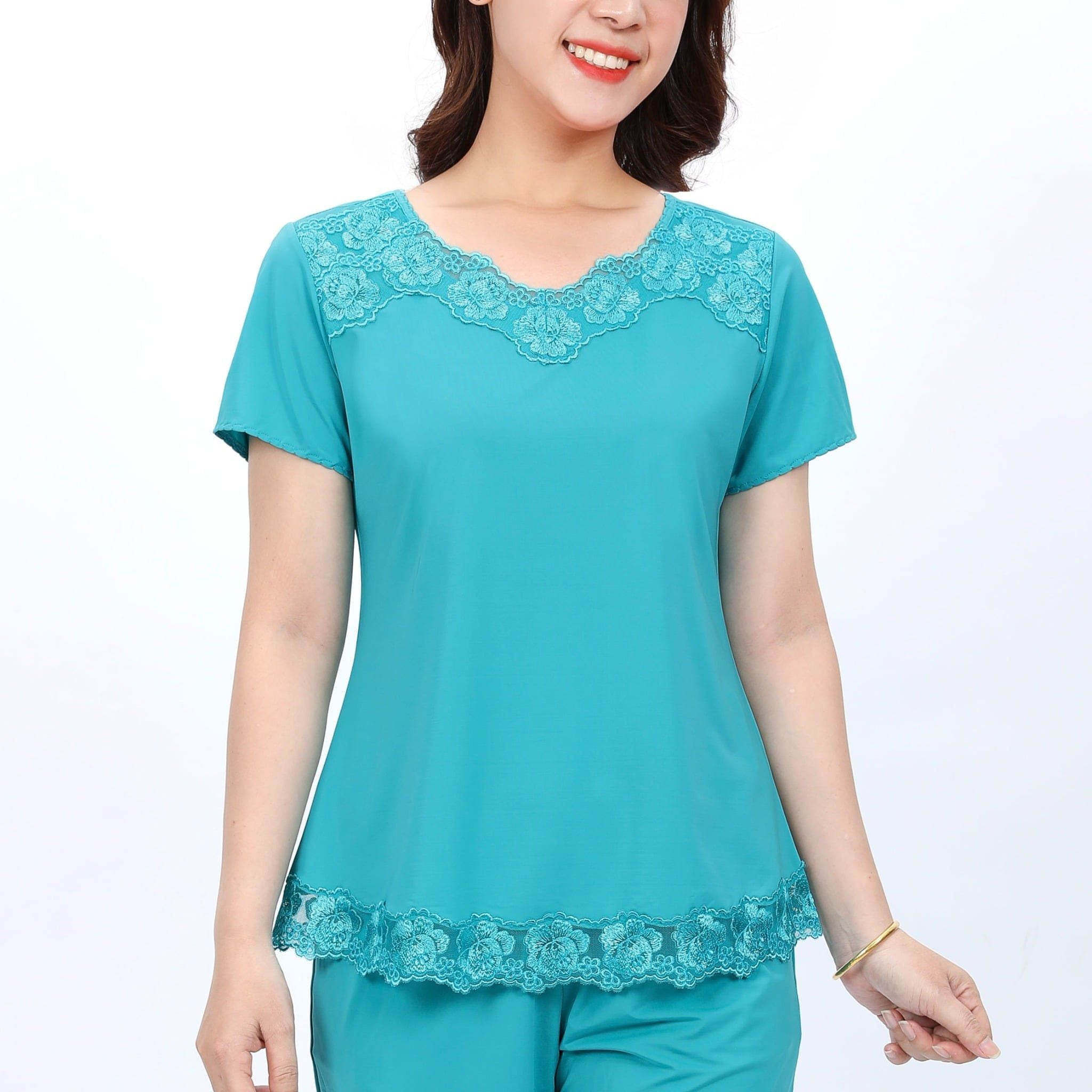 Set đồ bộ nữ kiểu quần dài tay ngắn chất thun lạnh siêu bền 013p 3339