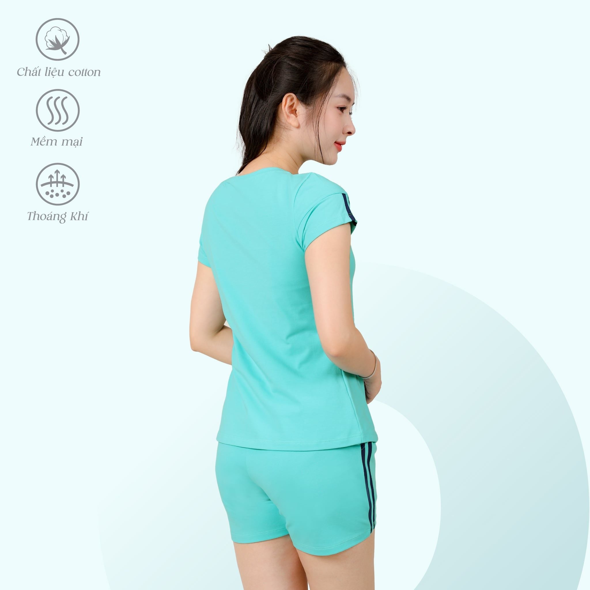 Set đồ bộ nữ kiểu quần đùi tay ngắn chất cotton siêu mát 195p 5232