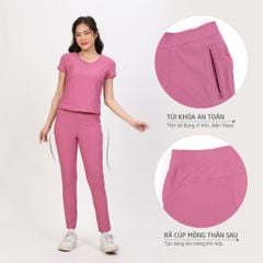 Set đồ bộ nữ kiểu quần dài tay ngắn Cổ Tim chất rib Gân 553p 3404