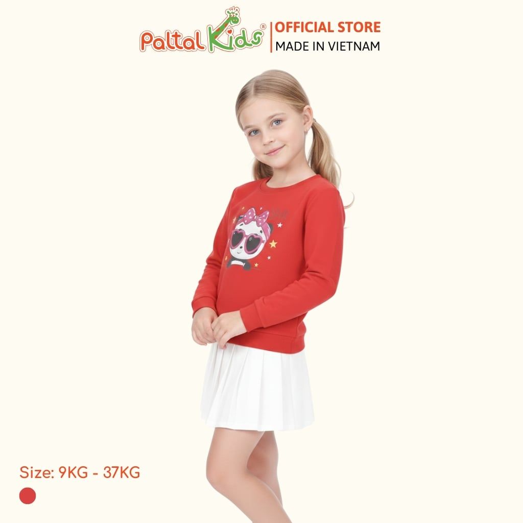 Áo Sweater Cotton Borib Hình In Gấu Panda Bé Gái Cao Cấp - 220 1376