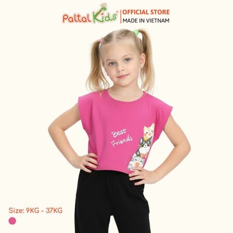 Áo Croptop Cotton Mỹ Hình In 3 Chú Mèo Bé Gái Cao Cấp - 020 1371