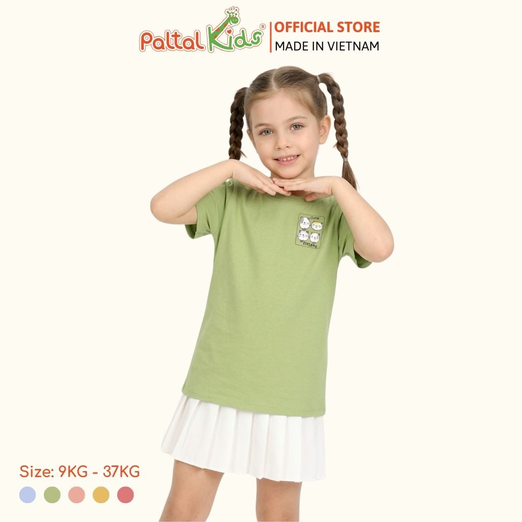Áo Thun Cotton Melan 4 Chú Mèo Bé Gái Cao Cấp - 190 1409