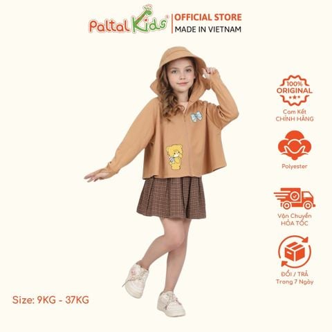 Áo Khoác Croptop Poly Chống Nắng Hình In Gấu Vàng Bé Gái Cao Cấp - 311 4034