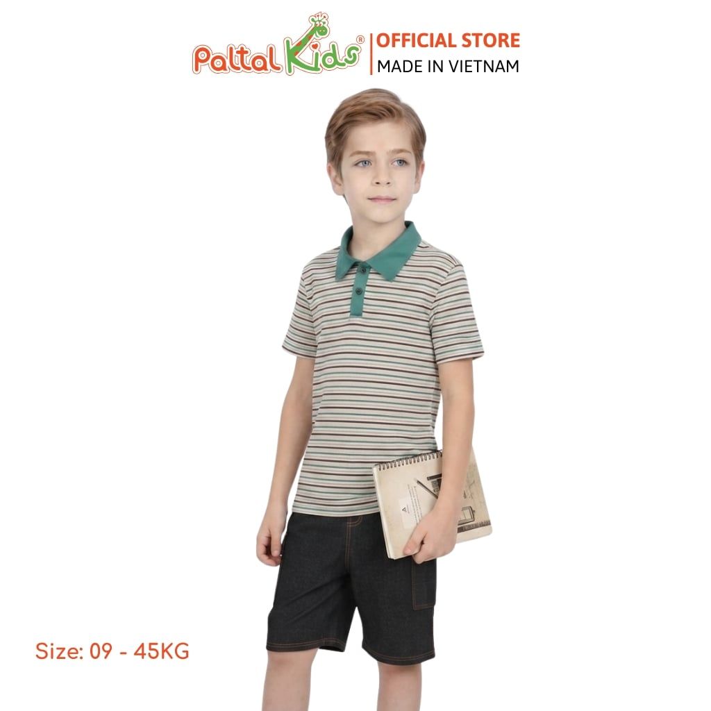 Áo Thun Polo Cotton Sọc Gân Bé Trai Cao Cấp - 020 1420