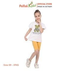 Đồ Bộ Lửng Cotton Mỹ Hình In Bear Brick Bé Gái Cao Cấp - 024 7026