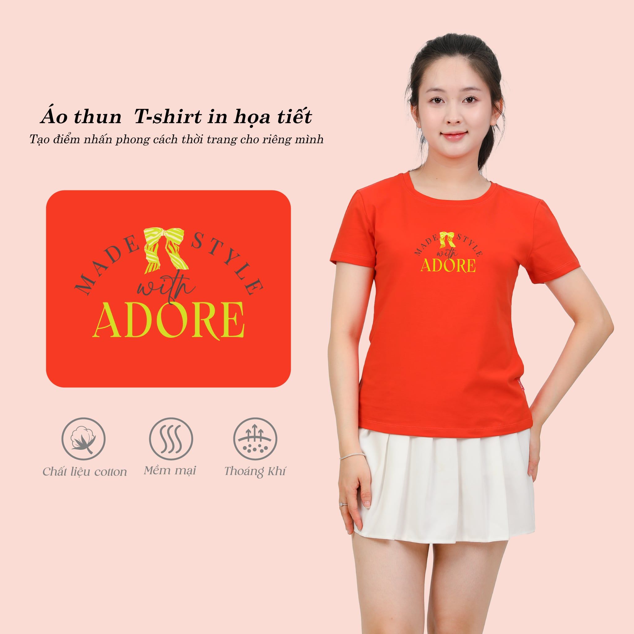 Áo thun nữ tay ngắn Form cơ bản chất cotton siêu mát 020p 0318