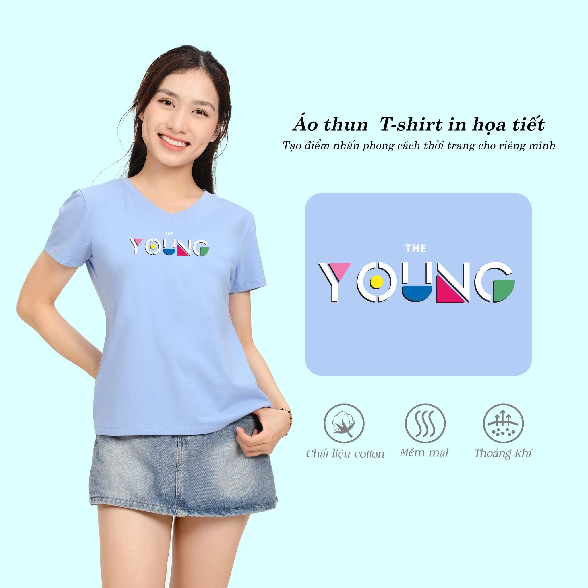.Áo thun nữ tay ngắn Form Suông Cổ Tim chất cotton siêu mát 190p 0322